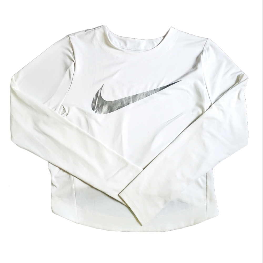 NIKE Women's Dri-fit Longsleeve Top, White, Size Small